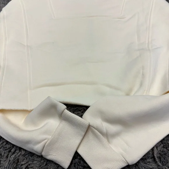 Cream Cropped Zip-Up Sweatshirt <<<<60>>>> - Picture 5 of 7